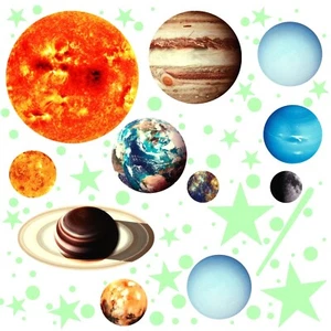 Glow in The Dark Stars Wall Decals, Solar System Wall Stickers Planet Ceiling... - Picture 1 of 7