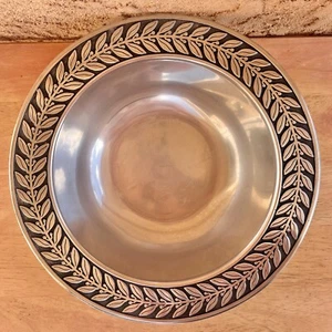 RWP THE WILTON CO METAL BOWL with FLORAL EDGE LEAVES & BUDS 10.5 X 2.5 Inch - Picture 1 of 11