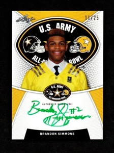 Leaf Army All American Bowl Tour 2014 tinta verde autógrafo Brandon Simmons 25/11 - Imagen 1 de 2