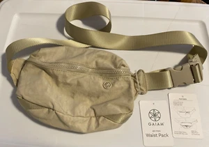 Gaiam Beige Be Free Waist Pack Crossbody Belt Bag Adjustable Zip Close Pockets - Picture 1 of 23