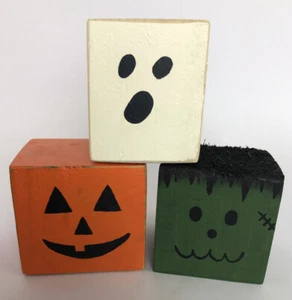 Kürbis Geist Monster Trio Halloween Deko handbemalt - Bild 1 von 11