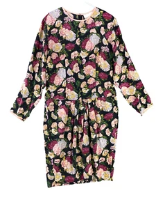 Vintage Pat Argenti Dress Women's 12 Silk Floral Long Sleeve Midi Delicate Boho - Picture 1 of 10