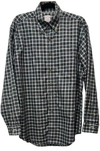 Brooks Brothers Shirt Mens Medium Green Blue Plaid Long Sleeve Button Up - Picture 1 of 3