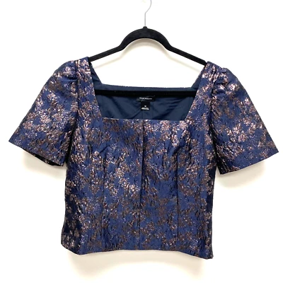 Blusa Club Monaco Mujer Azul Marino Base Azul Marino Brocado Manga Abullonada Quimise 10 Foto 1 de 4