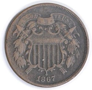 1867 Two Cent Piece DDO FS-101 F Uncertified #243 - Picture 1 of 2