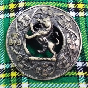 Men's Kilt Fly Plaid Brooch Lion Rampant Antique Finish 3"/Scottish Pin Brooches - Picture 1 of 1