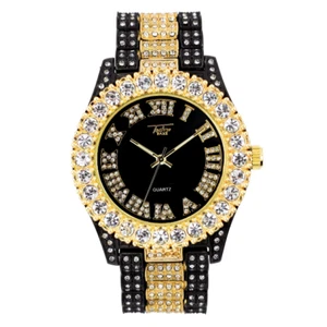 Techno Pave Mens Two-Tone and Black Diamond Watch - Picture 1 of 4