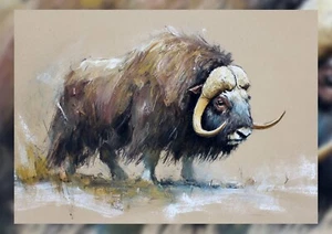 Majestic Arctic Musk Ox 5"x7" Print on Matte Paper | Textured Wildlife Artwork - Picture 1 of 17
