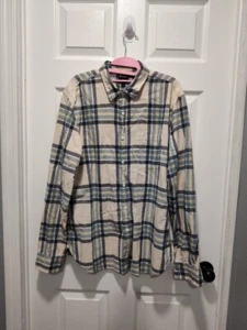 J. Crew Shirt Mens Casual Button Down in Ivory Plaid Size Large 100% Cotton Soft - Picture 1 of 9