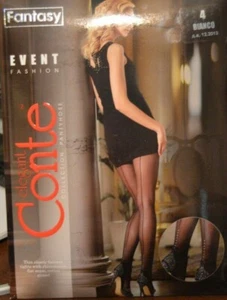 Pantimedias de fantasía de moda Conte con estrás y costura trasera plana talla grande blanca (CC7) - Imagen 1 de 3