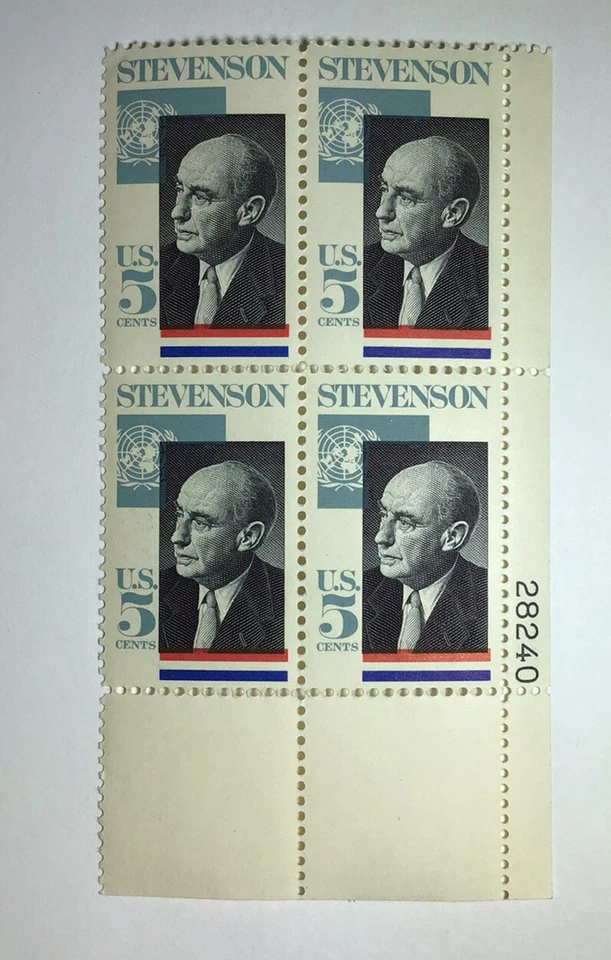 US 5 Cent Adlai Stevenson, 1965 Scott #1275, Block Of 4 Stamps, MNH. - Image 1 of 1