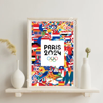 Impressão artística dos Jogos Olímpicos de Verão de Paris 2024 - 11 "x 1 7" - Imagem 1 de 2
