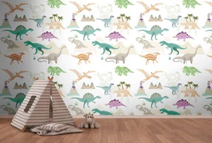 Vlies Fototapete Kinderzimmer Dinosaurier Vulkane 159cm x 280cm 391941 - Bild 1 von 2