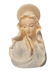 Vintage Virgin Mary Madonna 3D Figural Planter Religious Blue Rubens Japan - Picture 1 of 12