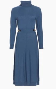 Derek Lam 10 Crosby  Becky Raglan Horsebit Sweater Dress Midi Blue Size Large - Picture 1 of 5