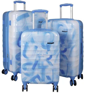 Polycarbonat Hartschale Reise Koffer Einzeln o. Set Gepäck Revona Blau mit Weiß - Bild 1 von 16