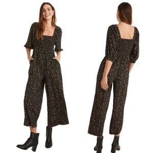 Madewell Lucie Elbow Smocked Wide Leg Jumpsuit in Stem Scatter Size 2 - Picture 1 of 8