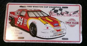 Bill Elliott fan club nASCAR racing #94 McDonald's steel license plate 96 - Picture 1 of 1