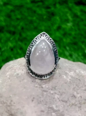 "Rose Quartz 925 Sterling Silver Ring - Elegant Pink Gemstone Jewelry - Image 1 of 2
