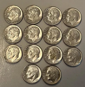 14 monete Roosevelt anni '60 90% argento tutte non circolate - pari a 1 oncia di argento - Foto 1 di 2