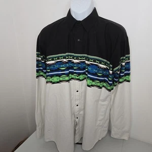 Panhandle Slim Western Aztec Pearl Snap Shirt Mens XL White Black Long Sleeve - Picture 1 of 7