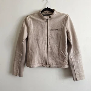 J. Crew Collection Moto Leather Jacket Sz 2 Beige $698 - Bild 1 von 14