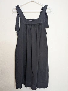 Free People Beach Womens Dress Swim Cover Sz XS Black Mini Tie Shoulder Cotton - Picture 1 of 6