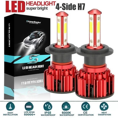 2x H7 Super Bright LED Headlight Bulbs 360000LM Kit High Low Beam 6500K White — 第 1/4 张图片