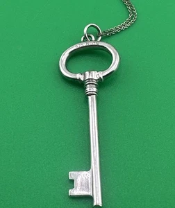 Sterling Silber Schlüssel Anhänger mit Sterling Kette 14 1/4" - Bild 1 von 5