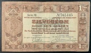1938 NETHERLANDS PAPER MONEY - ONE GULDEN BANKNOTE! - Picture 1 of 2