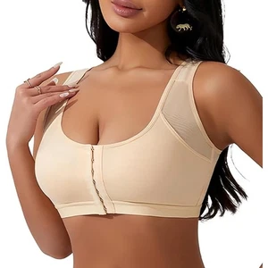 Women's Front Closure Bra with Adjustable Straps Beige Pack of 2 Size 5XL - Picture 1 of 10