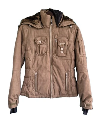 Obermeyer Tuscany Womens Size 10 Ski Jacket  Fur Hood Brown  - Image 1 of 4