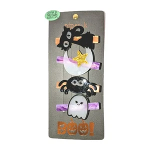 Piper K Halloween Hair Barrettes Glow-N-The-Dark Clips Ghost Spider Cat Moon NEW - Picture 1 of 7