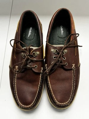 Thom McAn Poron 4000 Lace Up Brown Leather Boat Preppy Shoes Mens Size 12 - Image 1 of 4
