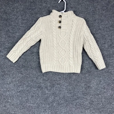 Suéter de pescador tejido con cable de avena de tres botones talla GAP para bebé niño pequeño 2 años Foto 1 de 4