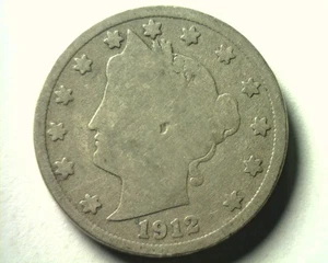 1912-D LIBERTY NICKEL GOOD+ G+ NICE ORIGINAL COIN BOBS COINS FAST 99c SHIPMENT - Picture 1 of 2
