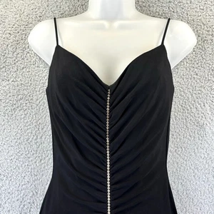 Y2k Dave Johnny Dress Sz 2 Sexy Formal Gown Witchy Ruched Rhinestone Low Back - Picture 1 of 10