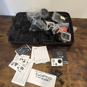 GoPro Hero 2 HD2-14 Silver Action Camera For Parts and Huge Accessories Lot - Picture 1 of 7
