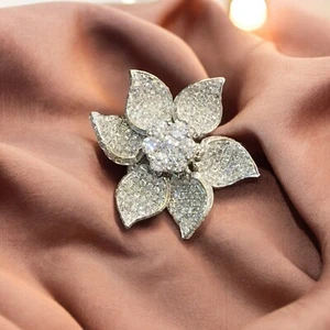 Pave 10 Cts Rotondo Taglio F/VS1 Diamanti Giallo Zaffiro Floreale Anello 14K Oro - Foto 1 di 11