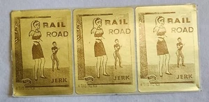 Vintage 1990s Railroad Jerk Glossy Gold Promo 3 Sticker Strip - Matador Records - Picture 1 of 2