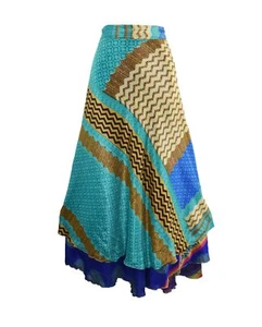 Sari Silk Wrap Skirt 12 14 16 18 Hippy Boho Hippie Summer New Fair Trade - Picture 1 of 3
