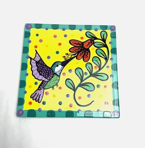 “CHRIS BUBANY” HANDPAINTED HUMMINGBIRD ART CERAMIC TILE DECOR 71/2” X 71/2” H - Picture 1 of 3