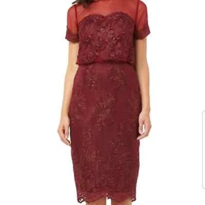 JS Collections Size 4 Burgandy Lace Dress - Image 1 of 4