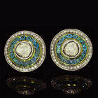 2.30ctw Rose Antique Cut Diamond Blue Topaz Silver Vintage Studs Earring Jewelry