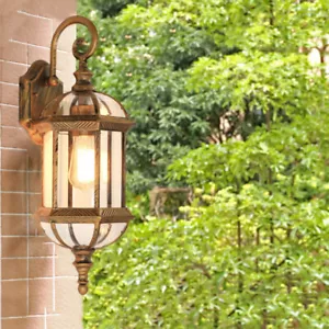 Garden Wall Lamp Outdoor Wall Light Glass Hotel Wall Sconce Retro Wall Lighting - Picture 1 of 9
