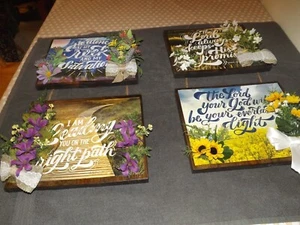 (4) Bible Verse Wood Sign,Rustic Christian Wall Art,Bible Verse Wooden Plaques - Picture 1 of 6