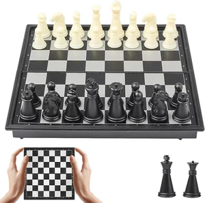 Juego de Ajedrez de Viaje Tablero Plegable Portátil Magnético - Pequeño Mini Juego de Ajedrez de Bolsillo ( - Imagen 1 de 12