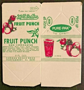 Collectible Halls Brothers 8 FL. OZ Fruit Punch Carton-Montgomery, ALA. "NOS" - Picture 1 of 2