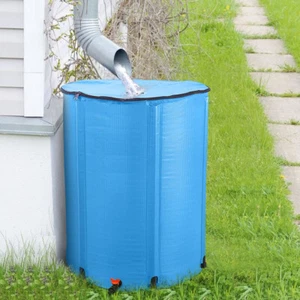 100 Gallonen faltbare Regenwassertonne Tank Kolbenspeicher Auslauf Sammler blau - Bild 1 von 12