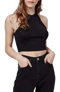 New Topshop Racerback Tank Top Sz US 8 Black Stretch RARE Sold Out - Picture 1 of 7